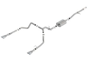 GMC Sierra 1500 Performance Exhaust - Rear - Borla - Cat-Back S-Type w/ Quad Square Tips - Bright Chrome - `19-`25