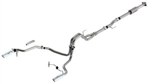 Ford F-150 Performance Exhaust - Split Rear Exit - Borla - Cat Back ATAK - Bright Chrome - `21-`25