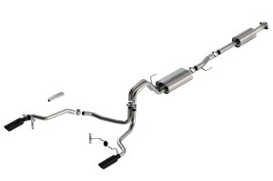 Ford F-150 Performance Exhaust - Rear - Borla - Cat Back Touring - Black Chrome - `21-`25