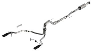 Ford F-150 Performance Exhaust - Split Rear Exit - Borla - Cat Back ATAK - Black Chrome - `21-`25 Ford F-150 Performance Exhaust - Split Rear Exit - Borla - Cat Back ATAK - Black Chrome - `21-`25