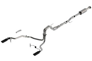 Ford F-150 Performance Exhaust - Split Rear Exit - Borla - Cat Back ATAK - Black Chrome - `21-`25