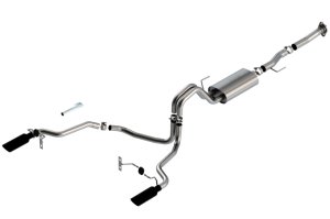 Ford F-150 Performance Exhaust - Rear - Borla - Cat Back S-Type - Black Chrome - `21-`25