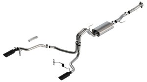 Ford F-150 Performance Exhaust - Rear - Borla - Cat Back S-Type - Black Chrome - `21-`25