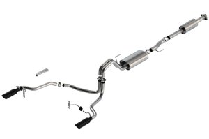 Ford F-150 Performance Exhaust - Rear - Borla - Cat Back S-Type, Split Rear Exit - Black Chrome - `21-`25
