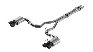 Ford Mustang Performance Exhaust - Borla - S-Type Cat Back, Carbon Fiber Tips - `24-`25