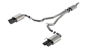 Ford Mustang Performance Exhaust - Borla - Cat Back S-Type, Quad Tips, Non-Active - Black Chrome - `24-`25