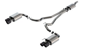 Ford Mustang Performance Exhaust - Borla - S-Type Cat Back with Quad Tips - Black - `24-`25