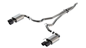Ford Mustang Performance Exhaust - Borla - Cat Back ATAK with Quad Carbon Fiber Tips - Black - `24-`25