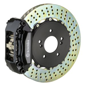 Ford Focus Brake Kit - Front - Brembo - GT BBK 4 Piston Cast 2pc 328x28 Drilled Rotors - Black - `02-`04