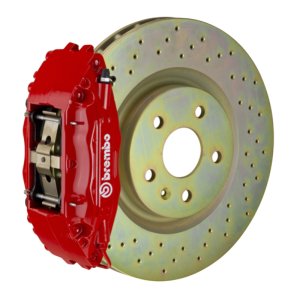 Chevrolet Corvette Brake Kit - Front - Brembo - GT BBK 4 Piston Cast 2pc 355x32 1pc Rotor Drilled - Red - `05-`13