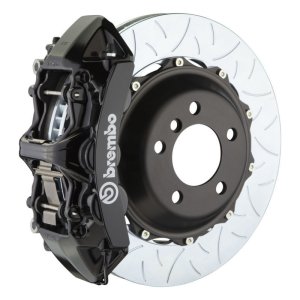 Ford Mustang GT Brake Kit - Front - Brembo - 6-Piston Caliper + 2pc Slotted Rotors Type3 - Black - `05-`14