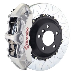 Nissan 350Z Brake Kit - Front - Brembo - Slotted Type3 Rotors + GT BBK 6 Piston Caliper - Silver - `03-`08