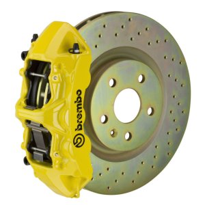 Ford Mustang GT Brake Kit - Front - Brembo - 6Pist Cast 355x32 1pc Rtr Drill - Yellow - `05-`14
