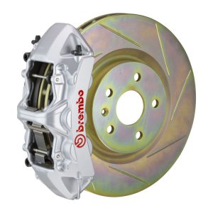 Ford Mustang GT Brake Kit - Front - Brembo - 6-Piston Cast 355x32 1pc Rotor Slot Type1 - Silver - `05-`14
