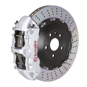 Ford Mustang GT Brake Kit - Front - Brembo - GT BBK 6 Piston Cast 405x34 2pc Rotor Drilled - Silver - `15-`23