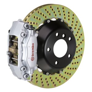Mazda Mazda3 Brake Kit - Front - Brembo - GT 4 Piston Cast 345x28 2pc Rotor Drilled - Silver - `19-`27
