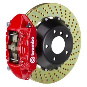 Volvo S60 Brake Kit - Front - Brembo - GT BBK 4 Piston Cast 365x29 2pc Rotor Drilled - Red - `11-`18
