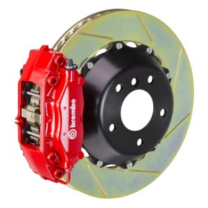 Mazda Mazda3 Brake Kit - Front - Brembo - 4 Piston Cast 345x28 2pc Rotor Slotted Type-1 - Red - `19-`27