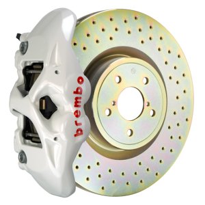 Subaru Impreza Brake Kit - Front - Brembo - GT BBK 4 Piston Cast 326 x30 1pc Rotor Drilled - White - `02-`07