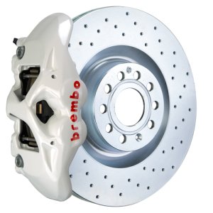 Audi A3 Brake Kit - Front - Brembo - GT BBK 4 Piston Cast 345x30 1pc Rotor Drilled - White - `14-`20