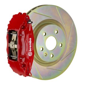 Subaru Impreza Brake Kit - Front - Brembo - GT BBK 4 Piston Cast 326 x30 1pc Rotor Slotted Type1 - Red - `02-`07