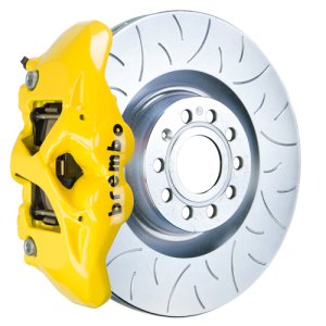 Audi TT Brake Kit - Front - Brembo - GT BBK 4 Pist Cast 345x30 1pc Rotor Slotted Type3 - Yellow - `07-`15