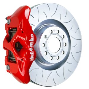 Volkswagen Jetta Brake Kit - Front - Brembo - Slotted Type3 Rotors - Red - `05-`10 Volkswagen Jetta Brake Kit - Front - Brembo - Slotted Type3 Rotors - Red - `05-`10