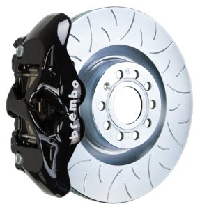 Audi A3 Brake Kit - Front - Brembo - GT BBK 4 Piston Cast 345x30 1pc Rotor Slotted Type3 - Black - `14-`20