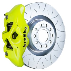 Audi A3 Brake Kit - Front - Brembo - GT BBK 4 Piston Cast 345x30 1pc Rotor Slotted Type3 - Fluo Yellow - `14-`20