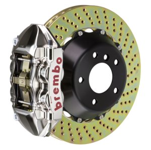Jeep Unlimited Brake Kit - Rear - Brembo - GTR BBK 4 Piston Billet 380x28 2pc Rotor Drilled - Nickel - `07-`18