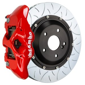 BMW M3 Big Brake Kit - Rear - Brembo - GT BBK, 4-Piston Cast Calipers, 380x28mm 2-Piece Type-3 Slotted Rotors - Red - `08-`13