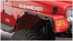 Jeep Wrangler Fender Flares - Front + Rear - Bushwacker - Flat Style - Black - `97-`06