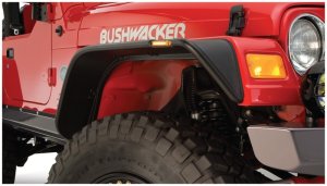 Jeep Wrangler Fender Flares - Front + Rear - Bushwacker - Flat Style - Black - `97-`06