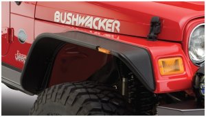 Jeep Wrangler Fender Flares - Front + Rear - Bushwacker - Flat Style - Black - `97-`06