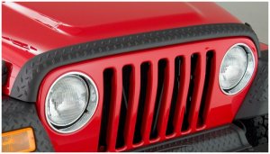 Jeep Wrangler Trail Armor Hood Stone Guard - Front - Bushwacker - TrailArmor™ - Black - `98-`06