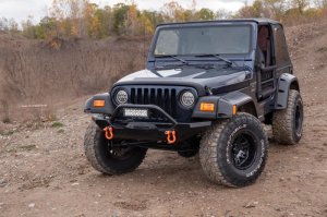 Jeep Wrangler Trail Armor Front Corners - Bushwacker - Trail Armor Corner Guard - Black - `97-`06