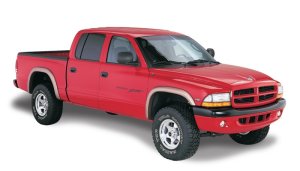 Dodge Dakota Fender Flares - Front + Rear - Bushwacker - Extend-A-Fender Style - Black - `97-`04