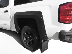 Chevrolet Silverado 1500 Mud Flaps - Rear - Bushwacker - Trail Armor for Pocket Style Flares - Black - `14-`18