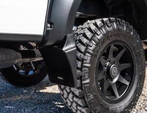 Chevrolet Silverado 1500 Mud Flaps - Rear - Bushwacker - Trail Armor for Pocket Style Flares - Black - `14-`18