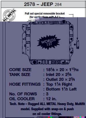 Jeep Wrangler Radiator - CSF - 3-Row 46mm Heavy-Duty Copper/Brass Core - `87-`02
