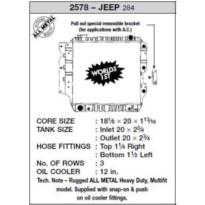 Jeep Wrangler Radiator - CSF - 3-Row 46mm Heavy-Duty Copper/Brass Core - `87-`02