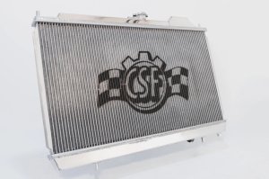 Mitsubishi Evolution Radiator - CSF - Full-Slim w/12in Fan & Shroud, -16AN & Slip On Fitting, 2-Row B-Tube Technology - `99-`01