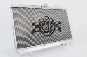 Mitsubishi Evolution Radiator - CSF - Full-Slim w/12in Fan & Shroud, -16AN & Slip On Fitting, 2-Row B-Tube Technology - `99-`01