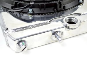 Mitsubishi Evolution Radiator - CSF - Full-Slim w/12in Fan & Shroud, -16AN & Slip On Fitting, 2-Row B-Tube Technology - `99-`01