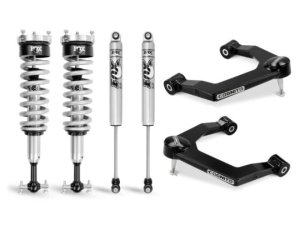 Chevrolet Silverado 1500 Suspension Lift Kit - Front + Rear - Cognito - 3 Inch Performance Ball Joint Leveling Kit w/ Fox PS 2.0 IFP - semi-gloss black - `19-`24
