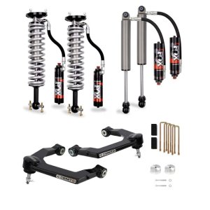 GMC Sierra 1500 Suspension Lift Kit - Front + Rear - Cognito - Elite Leveling Kit with Fox 2.5 Performance Elite Shocks - Black - `19-`25