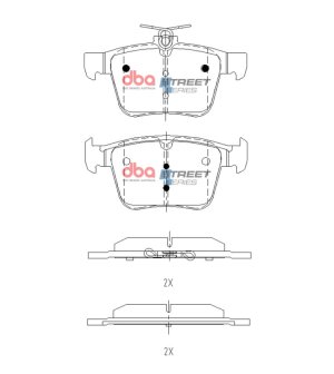 Volkswagen Golf Brake Pads - Rear - DBA - Street Series - `15-`21