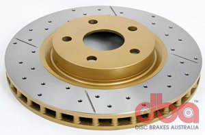 Pontiac G8 Brake Rotor (1) - Front - DBA - Street Series XGold, Cross-Drilled/Slotted, Uni-Directional - Gold - 2009