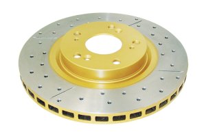 Acura CSX Type-S Brake Rotor (1) - Front - DBA - XGold Drilled & Slotted - Gold - `07-`15
