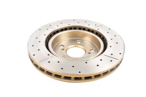 Lexus ES350 Brake Rotors (1) - Front - DBA - Street Series XGold Slotted & Drilled - Gold - 2020 Lexus ES350 Brake Rotors (1) - Front - DBA - Street Series XGold Slotted & Drilled - Gold - 2020